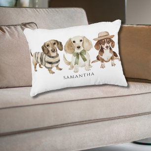 Cute Personalized Dog Watercolor Accent Pillow