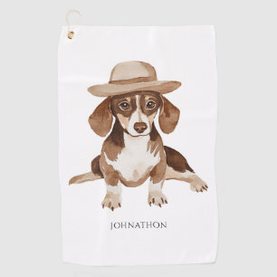 Cute Personalized Dog Watercolor Golf Towel