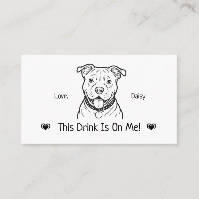 Cute Personalized Dog Wedding Drink Ticket Enclosure Card (Front)