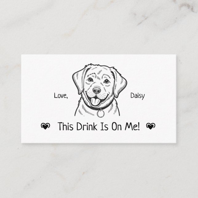 Cute Personalized Dog Wedding Drink Ticket Enclosure Card (Front)
