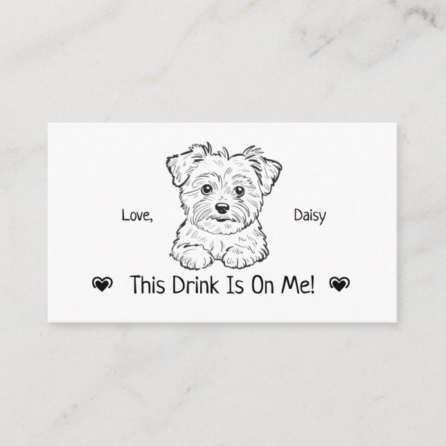 Cute Personalized Dog Wedding Drink Ticket Enclosure Card (Front)