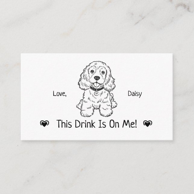 Cute Personalized Dog Wedding Drink Ticket Enclosure Card (Front)