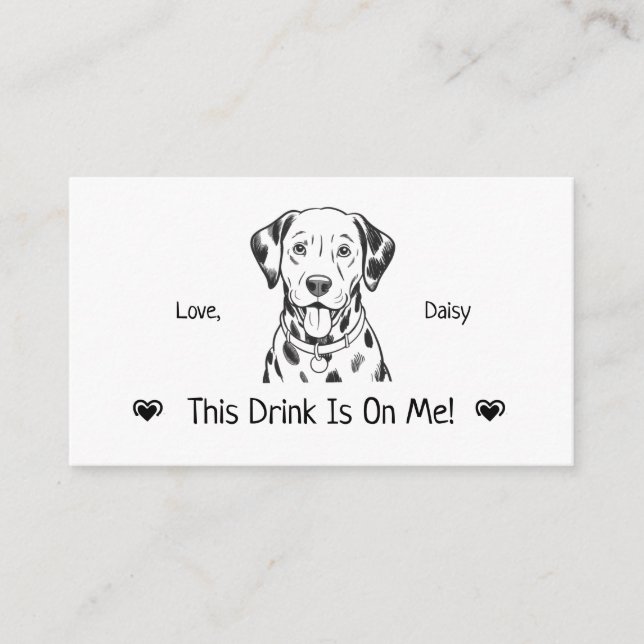 Cute Personalized Dog Wedding Drink Ticket Enclosure Card (Front)