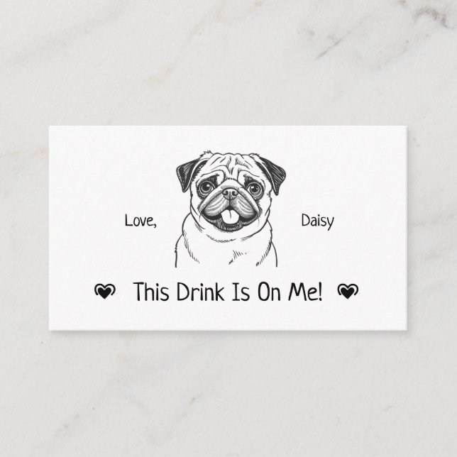 Cute Personalized Dog Wedding Drink Ticket Enclosure Card (Front)