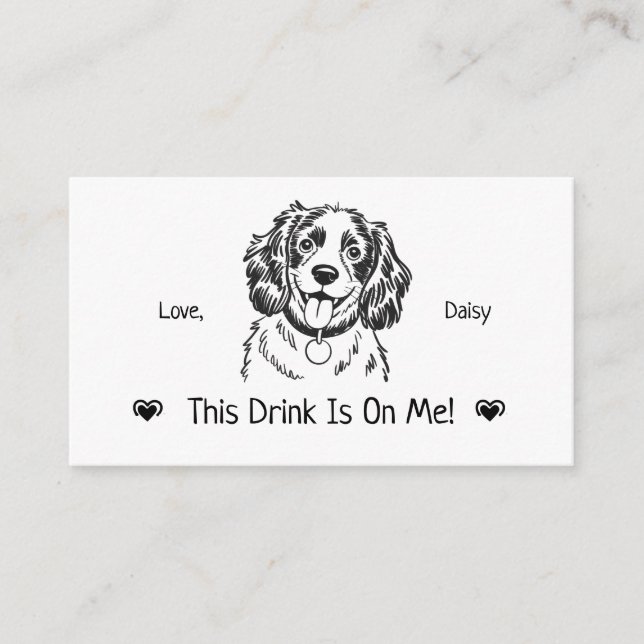 Cute Personalized Dog Wedding Drink Ticket Enclosure Card (Front)