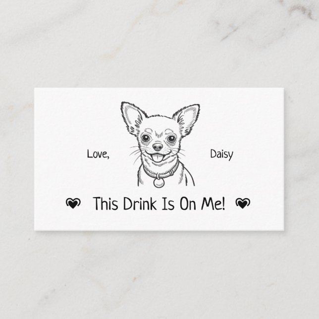 Cute Personalized Dog Wedding Drink Ticket Enclosure Card (Front)