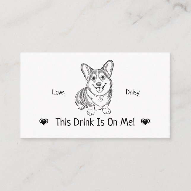 Cute Personalized Dog Wedding Drink Ticket Enclosure Card (Front)