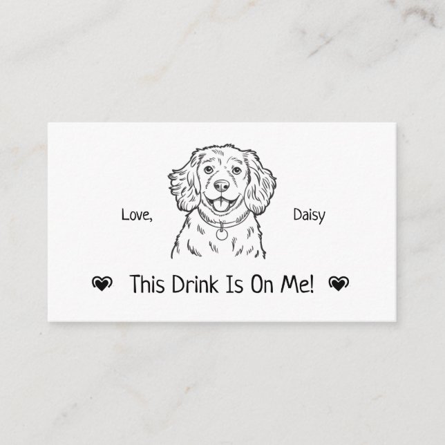 Cute Personalized Dog Wedding Drink Ticket Enclosure Card (Front)