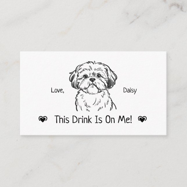 Cute Personalized Dog Wedding Drink Ticket Enclosure Card (Front)
