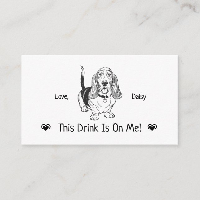 Cute Personalized Dog Wedding Drink Ticket Enclosure Card (Front)