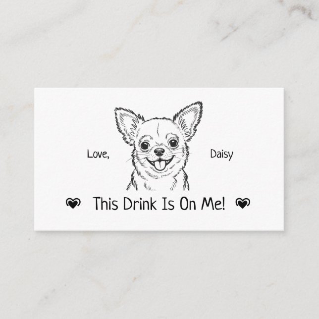 Cute Personalized Dog Wedding Drink Ticket Enclosure Card (Front)