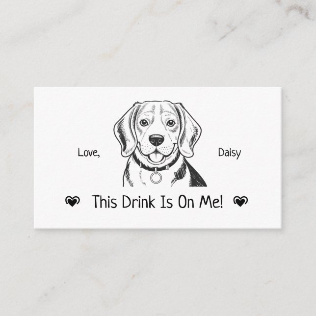 Cute Personalized Dog Wedding Drink Ticket Enclosure Card (Front)