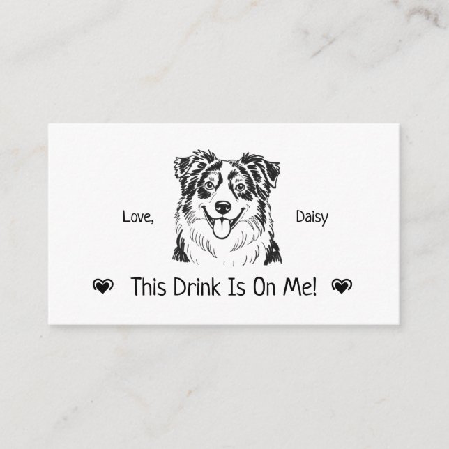 Cute Personalized Dog Wedding Drink Ticket Enclosure Card (Front)