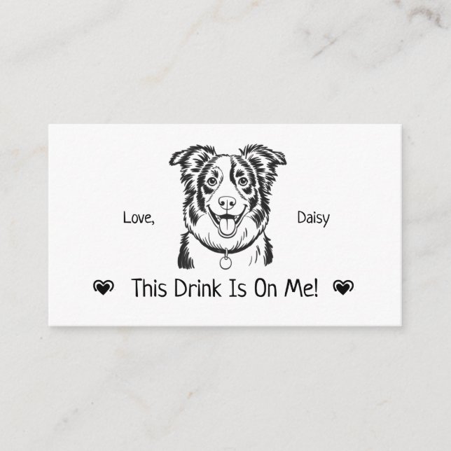 Cute Personalized Dog Wedding Drink Ticket Enclosure Card (Front)