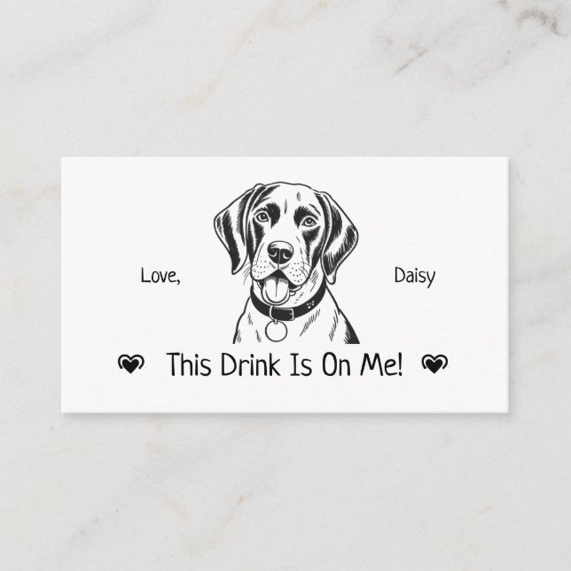 Cute Personalized Dog Wedding Drink Ticket Enclosure Card (Front)