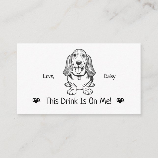 Cute Personalized Dog Wedding Drink Ticket Enclosure Card (Front)