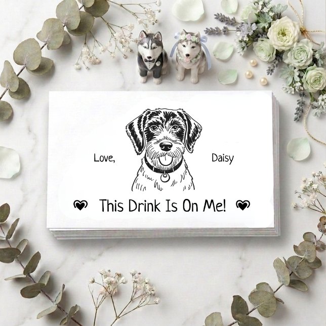 Cute Personalized Dog Wedding Drink Ticket Enclosure Card (Creator Uploaded)