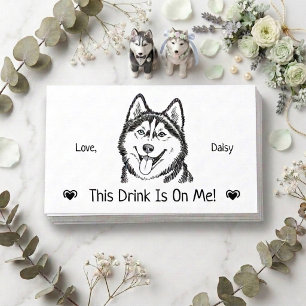 Cute Personalized Dog Wedding Drink Ticket Enclosure Card