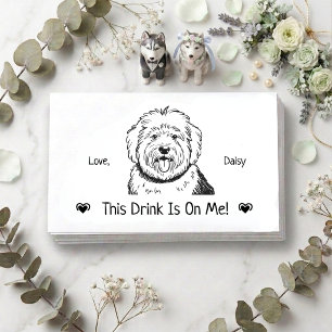 Cute Personalized Dog Wedding Drink Ticket Enclosure Card