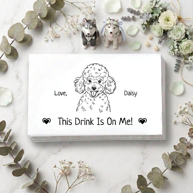 Cute Personalized Dog Wedding Drink Ticket Enclosure Card (Creator Uploaded)