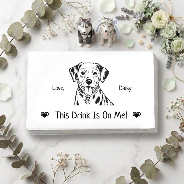 Cute Personalized Dog Wedding Drink Ticket Enclosure Card (Creator Uploaded)