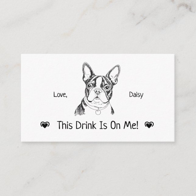 Cute Personalized Dog Wedding Drink Ticket Enclosure Card (Front)