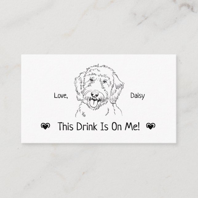 Cute Personalized Dog Wedding Drink Ticket Enclosure Card (Front)