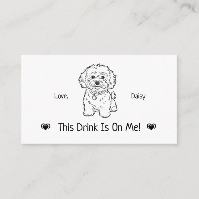 Cute Personalized Dog Wedding Drink Ticket Enclosure Card (Front)