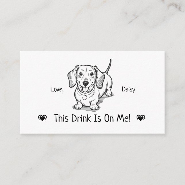 Cute Personalized Dog Wedding Drink Ticket Enclosure Card (Front)