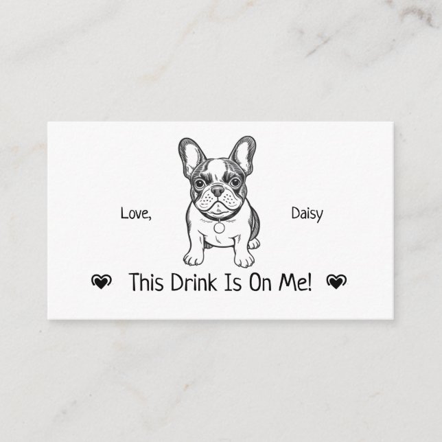 Cute Personalized Dog Wedding Drink Ticket Enclosure Card (Front)