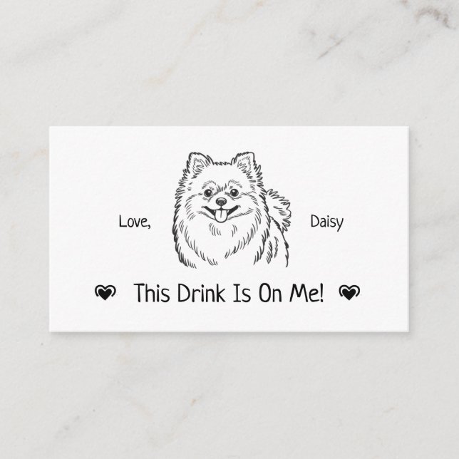 Cute Personalized Dog Wedding Drink Ticket Enclosure Card (Front)