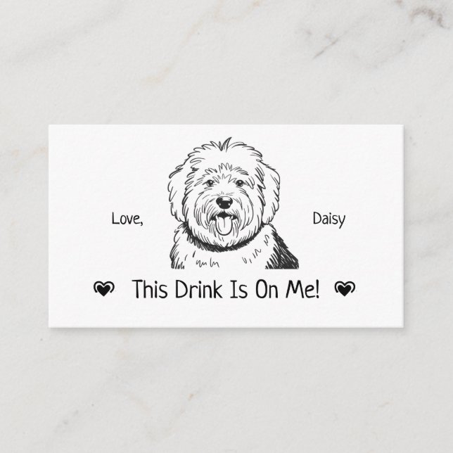 Cute Personalized Dog Wedding Drink Ticket Enclosure Card (Front)