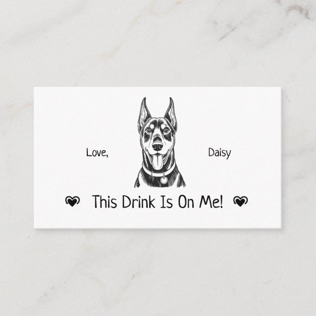 Cute Personalized Dog Wedding Drink Ticket Enclosure Card (Front)