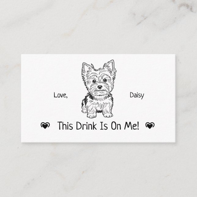 Cute Personalized Dog Wedding Drink Ticket Enclosure Card (Front)
