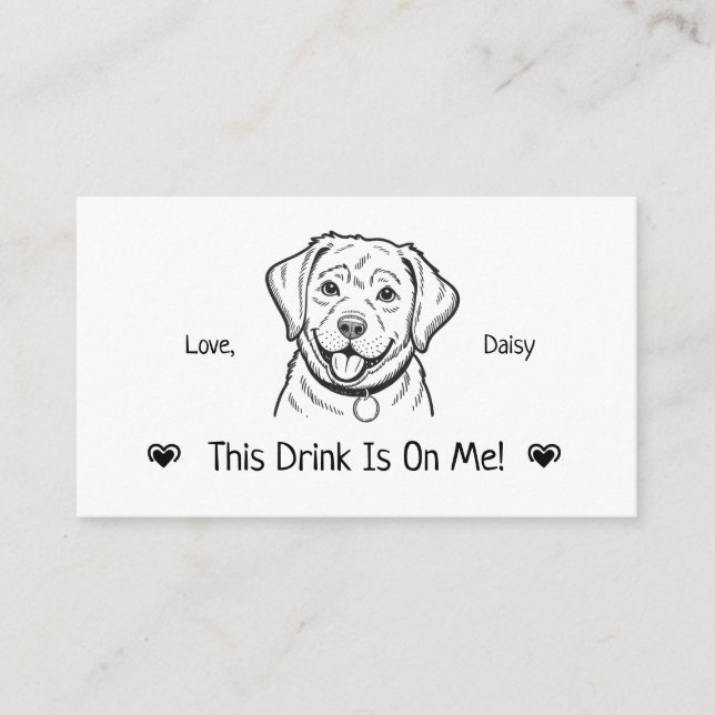 Cute Personalized Dog Wedding Drink Ticket Enclosure Card (Front)
