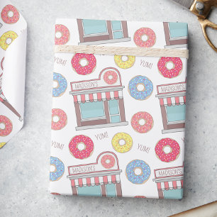 Cute Personalized Donut Shop Wrapping Paper