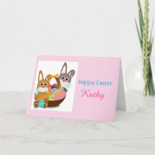 Cute Personalized Easter Rabbit Children's Holiday Card
