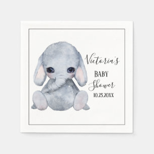 Cute Personalized Elephant Watercolor Baby Shower Napkins