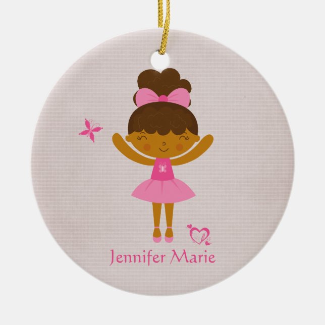 Cute personalized ethnic ballerina ornament (Front)