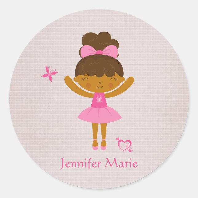 Cute personalized ethnic ballerina stickers (Front)