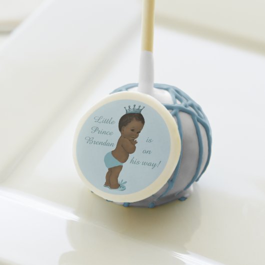 Cute Personalized Ethnic Little Prince Baby Shower Cake Pops (Front Insitu)