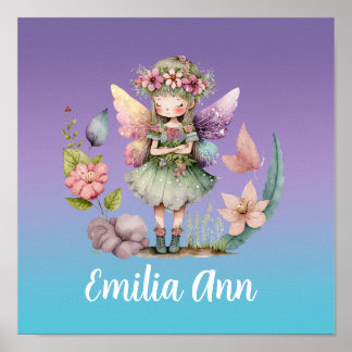 Cute personalized fairy poster print