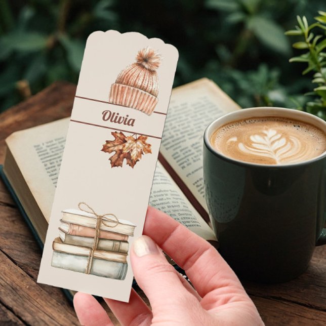 Cute Personalized Fall Book Stack Bookmark  (Creator Uploaded)