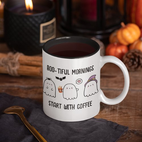 Cute Personalized Fall Halloween Ghosts Two_Tone Coffee Mug