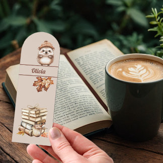 Cute Personalized Fall Hedgehog Bookmark 
