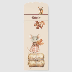 Cute Personalized Fall Mouse Bookmark