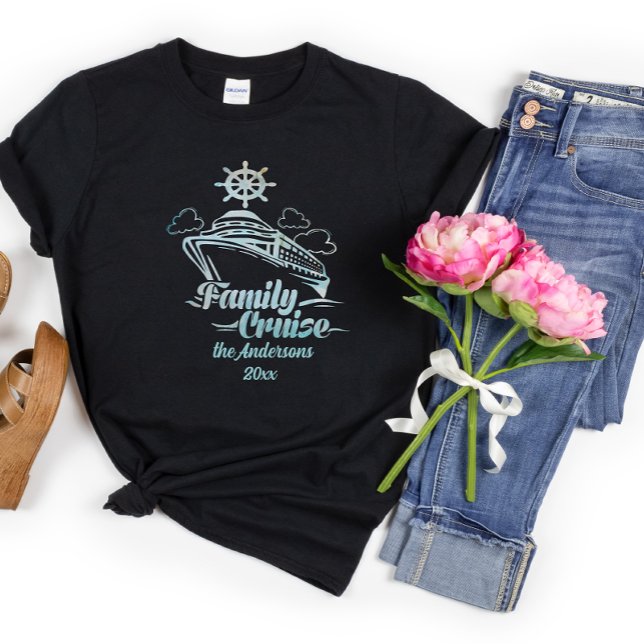 Cute Personalized Family Cruise Ship Family Trip  T-Shirt (Creator Uploaded)