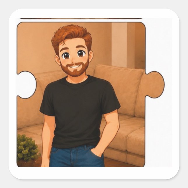 Cute Personalized Family Decal Editable Square Sticker (Front)