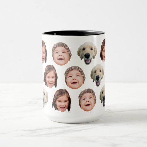 Cute Personalized Family Face 3 Photos  Mug