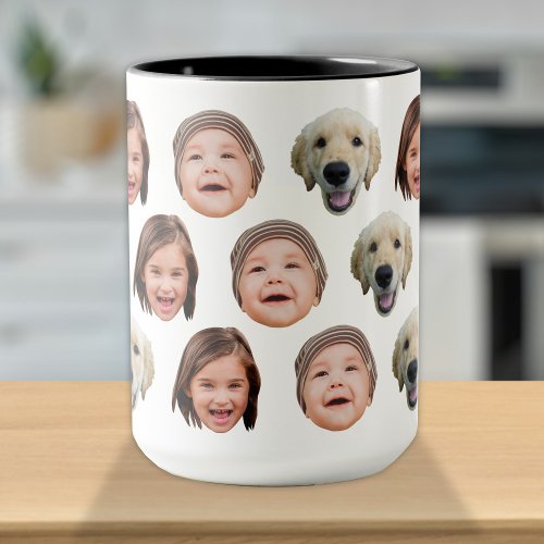 Cute Personalized Family Face 3 Photos  Mug